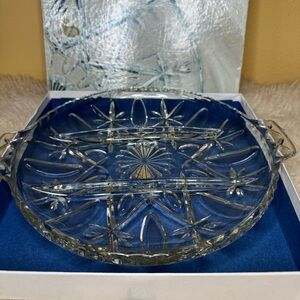 Vintage Anchor Hocking Clear Crown & Olive Relish Tray